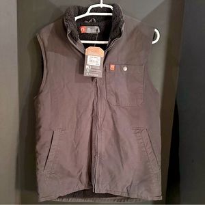 American Outdoorsman Canvas Twill Sherpa Lined Vest, Mens Small Raven Color NWT